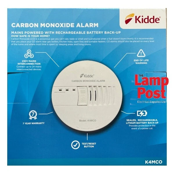 s-l1600-591.webp Kidde K4MCO Carbon Monoxide Alarm - Mains Powered With Rechargeable Battery 4MCO