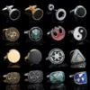 Round Black Onyx Stone Silver Plated Stainless Steel Mens Cufflinks Cuff Links