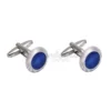 s-l1600-670.webp Stainless Steel Silver Plated Plain Cufflinks Round Blue Stone Cuff Link Jewelry