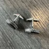 Real 925 Sterling Silver Black Onyx Stone Cuff Links Cufflinks Tuxedo Shirt