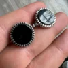 Real 925 Sterling Silver Black Onyx Stone Cuff Links Cufflinks Tuxedo Shirt