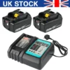 2 Pack 18V 8.0Ah Lithium Batteries + DC18RC Charger Compatible with Makita LXT