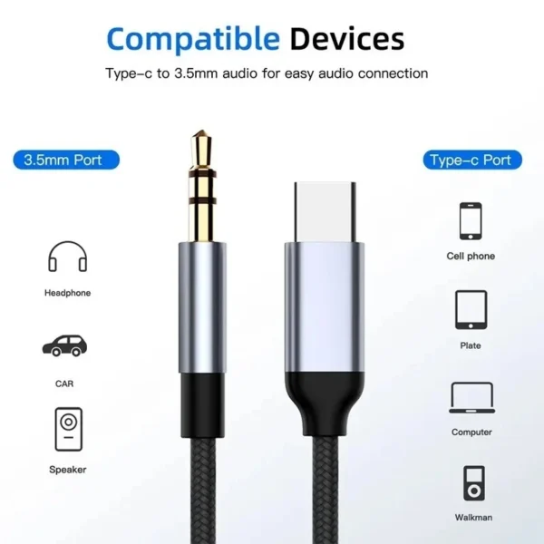 s-l1600-780.webp Aux Cable USB-C Type C to 3.5mm Samsung iPhone For Car Stereo Audio Adapter UK