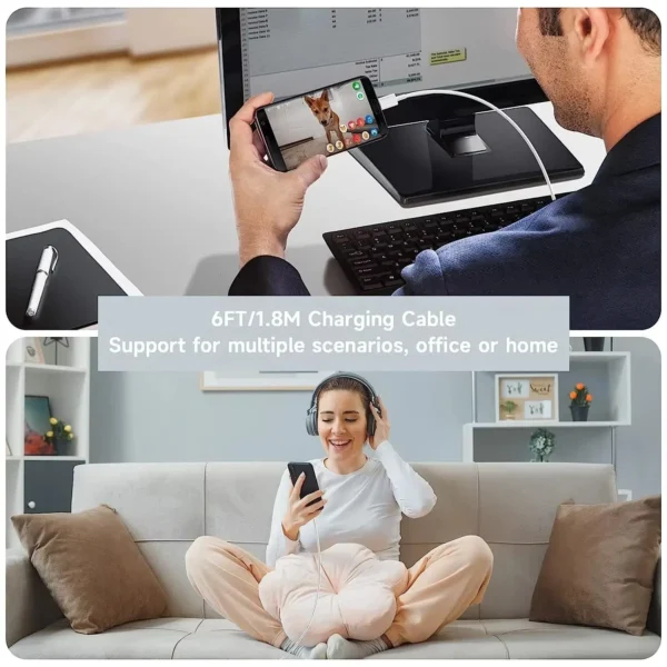 USB A to USB-C Cable 6A 100W for Android Fast Charger Long Type C Lead 1m 3pc