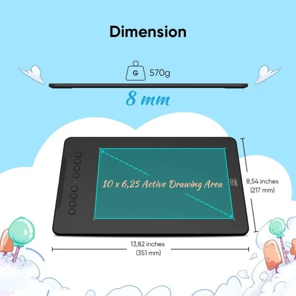 XPPen Deco 01 V3 Drawing Tablet 8 Shortcut Keys 16384 Levels Stylus 10 x 6 inch