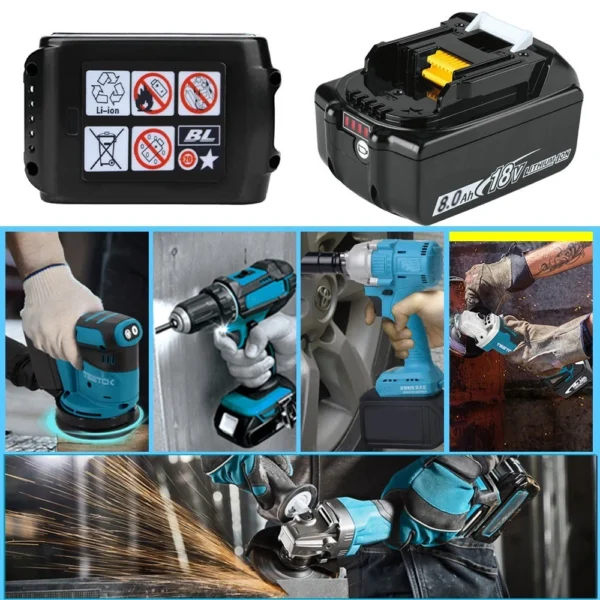 2 Pack 18V 8.0Ah Lithium Batteries + DC18RC Charger Compatible with Makita LXT