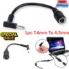 7.4mm x 5.0mm to 4.5mm x 3.0mm DC connector Charge Power Cable HP Dell Laptop