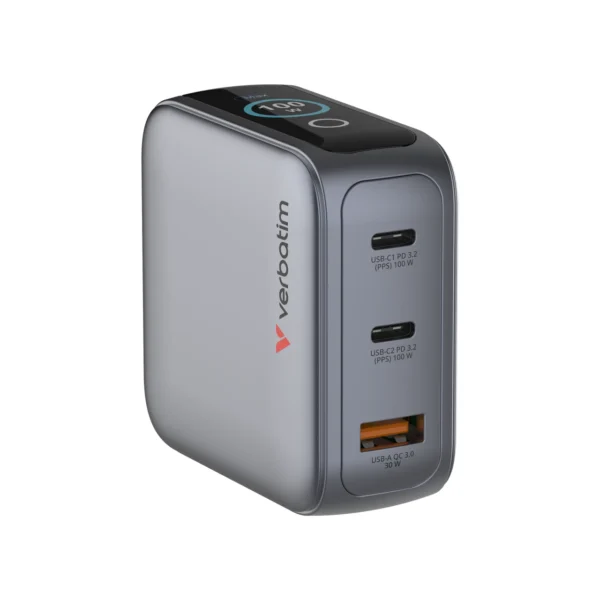 s-l1600-912.webp Verbatim Mini GaN Charger with Display - 100W 3-Port Wall Charger with USB Cable