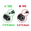 7.4mm x 5.0mm to 4.5mm x 3.0mm DC connector Charge Power Cable HP Dell Laptop