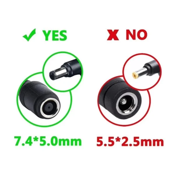 7.4mm x 5.0mm to 4.5mm x 3.0mm DC connector Charge Power Cable HP Dell Laptop
