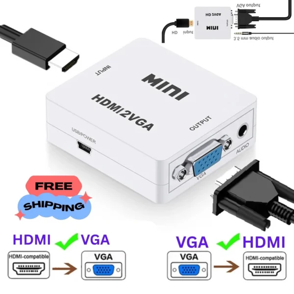 HDMI To VGA HD 1080P HDTV Video Audio Converter Box Adapter For PC uk