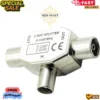 PRO METAL 2 Way COAX TV Aerial Cable Splitter 1 x FEMALE to 2 x MALE