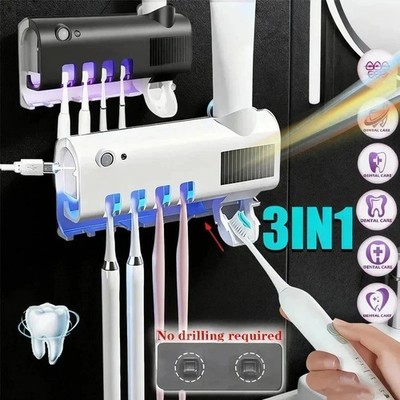 s-l400-102.jpg Sterilizer Toothbrush Holder Clean And No-Drill Wall Toothpaste Dispenser