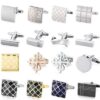 Stainless Steel Classic Smooth Curved Rectangle Silver Plated Plain Cufflinks