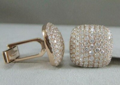 s-l400-127.jpg 3 CT Round Cut Lab Created Diamond Men's Wedding Cufflinks 14K Rose Gold Plated