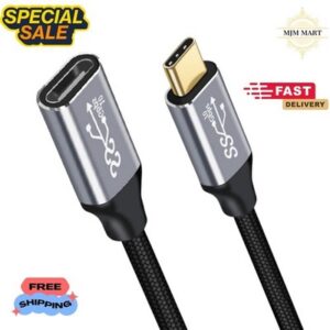 USB-C Extension Cable 100W Fast Charge 10Gbps 4K Type-C Male to Female UK