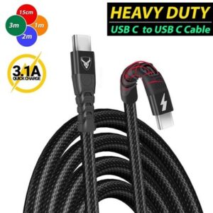 Type C to Type C Cable Fast Charge 100W PD Dual USB C Charging Braided Cable UK