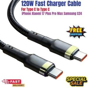 Type C to Type C Cable PD 60W Fast Charger Long Braided USB C Lead