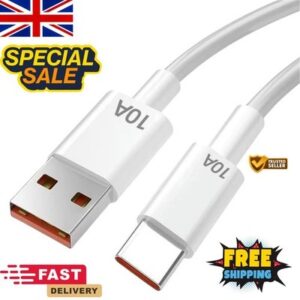 USB Type C Fast Charging Cable 10A 120W Data Charger Lead Huawei Samsung Xiaomi