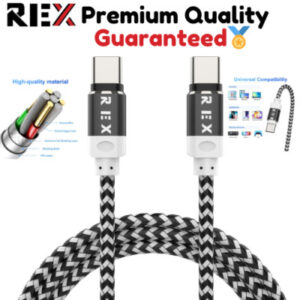 Type C to Type C Cable PD 60W Fast Charge Braided USB Lead LED 2M 3M For Samsung