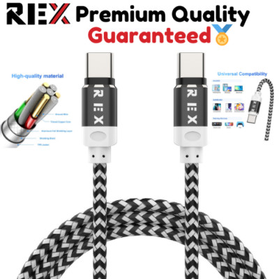 s-l400-163.jpg Type C to Type C Cable PD 60W Fast Charge Braided USB Lead LED 2M 3M For Samsung