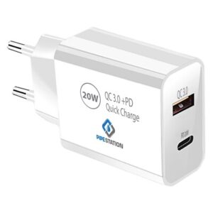EU 2 Pin USB + PD Plug Adapter Travel Fast Charger Europe Adaptor iPhone Samsung