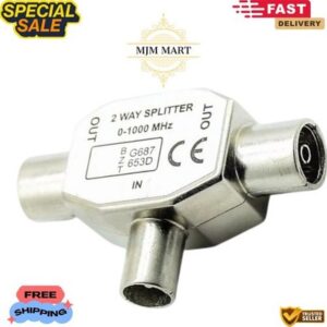 PRO METAL 2 Way COAX TV Aerial Cable Splitter 1 x FEMALE to 2 x MALE
