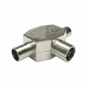s-l400-198.jpg 2 Way COAX Coaxial TV Aerial T Splitter Female to 2 x Male Metal Adaptor RF