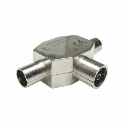 2 Way COAX Coaxial TV Aerial T Splitter Female to 2 x Male Metal Adaptor RF