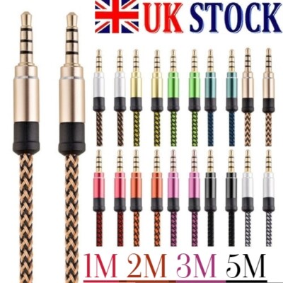 s-l400-200.jpg Aux Cable Jack To Jack 3.5 mm Audio Lead Male Stereo 1 To 5m Car PC Phone Plug