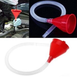 Universal Car Fuel Funnel Telescopic Oil Filling Funnel Detachable Hose Red