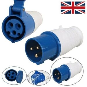 Mains Hook Up Site 3 Pin Plug & Socket 240V 16A IP44 Camping Caravan Motorhome