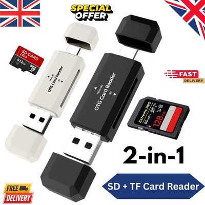 s-l400-23.jpg Type C SD TF Card Reader 2 in 1 USB 2.0 High Speed Memory Card Adapter for PC UK