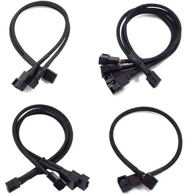 s-l400-25.jpg PWM 1 to 2, 3, 4 extension 12V PC fan Y splitter cable 27cm black-sleeved cable