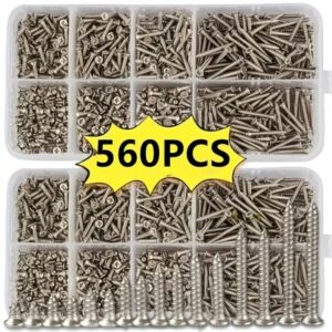 s-l400-3.jpg 560pcs Self Tapping Wood Screws Set M2 Mixed Sizes Flat Head Screw Storage Box K