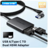 s-l400-63.jpg USB 3.0 to Dual HDMI Adapter 2-in-1 for Dual screens 4k@60Hz USB A Type C USB-C