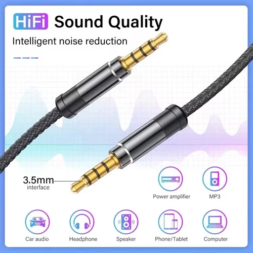 HD HiFi 3.5mm to 3.5mm AUX Audio Cable Male to Male Car Stereo Headphone Lead