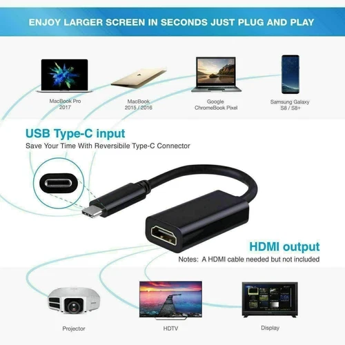 Type C to HDMI Adapter Female HDTV 1080p USB-C USB 3.1 Male 4K Adapter for for