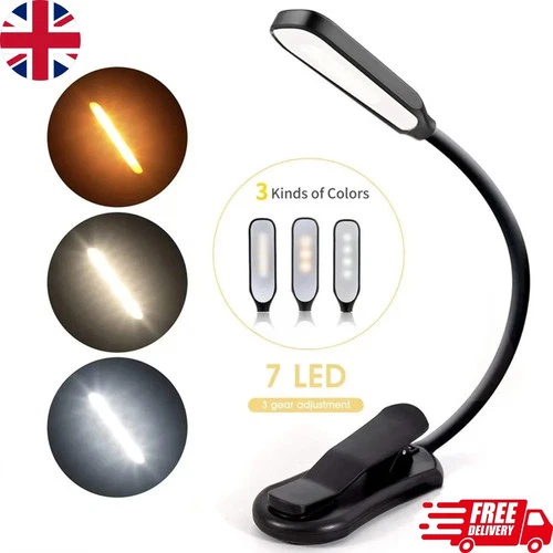 s-l500-263.webp 7 LED Book Light - USB Rechargeable, 3-Level Adjustable Clip-on Reading Lamp