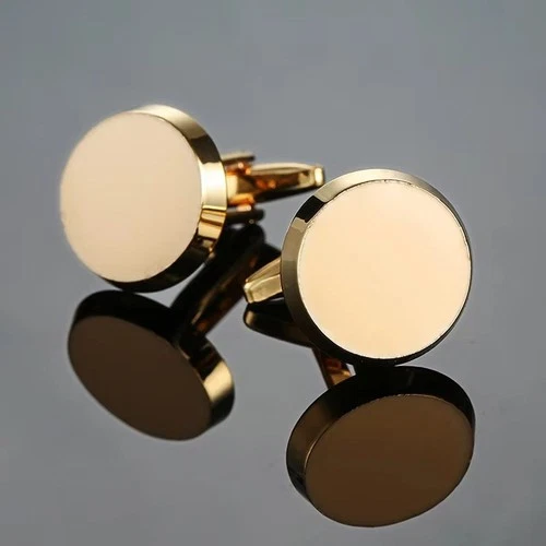 Round Black Onyx Stone Silver Plated Stainless Steel Mens Cufflinks Cuff Links