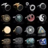 Round Black Onyx Stone Silver Plated Stainless Steel Mens Cufflinks Cuff Links