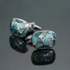 Round Black Onyx Stone Silver Plated Stainless Steel Mens Cufflinks Cuff Links