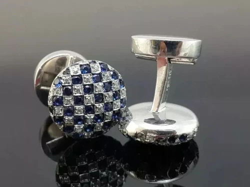 s-l500-277.webp 3.00Ct Round Cut Lab-Created Sapphire & Diamond Cufflinks 14k White Gold Plated