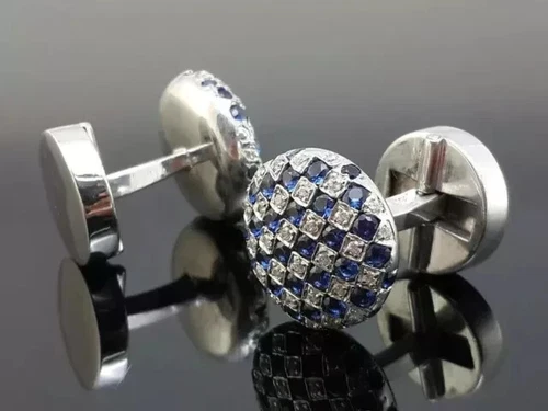s-l500-278.webp 3.00Ct Round Cut Lab-Created Sapphire & Diamond Cufflinks 14k White Gold Plated