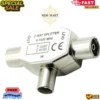 PRO METAL 2 Way COAX TV Aerial Cable Splitter 1 x FEMALE to 2 x MALE