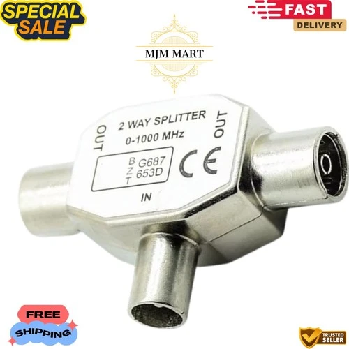 PRO METAL 2 Way COAX TV Aerial Cable Splitter 1 x FEMALE to 2 x MALE