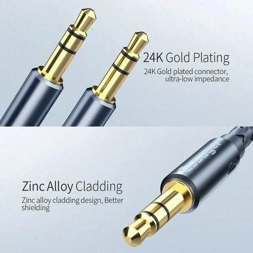 Essager 3.5mm Stereo Jack Audio Aux Braided Cable Male to Male. 0.5m - 5m
