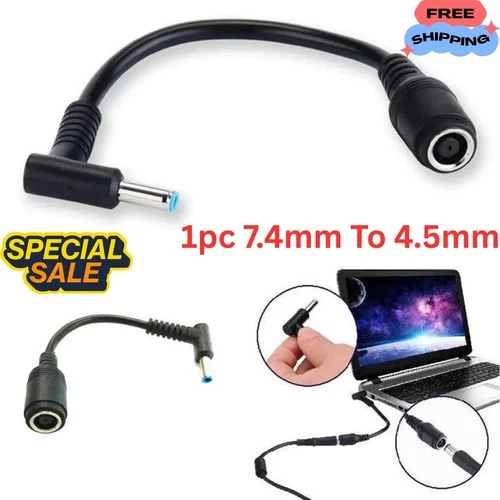 7.4mm x 5.0mm to 4.5mm x 3.0mm DC connector Charge Power Cable HP Dell Laptop